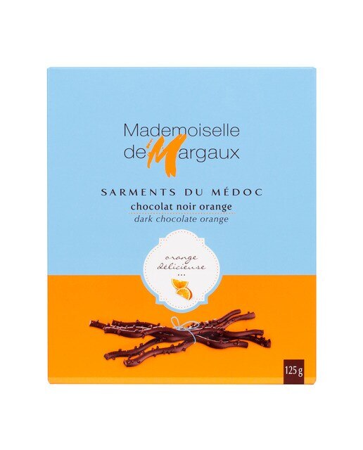 Imagen 0 de Sarmientos de Médoc de chocolate negro 52% naranja Madamoiselle de Margaux