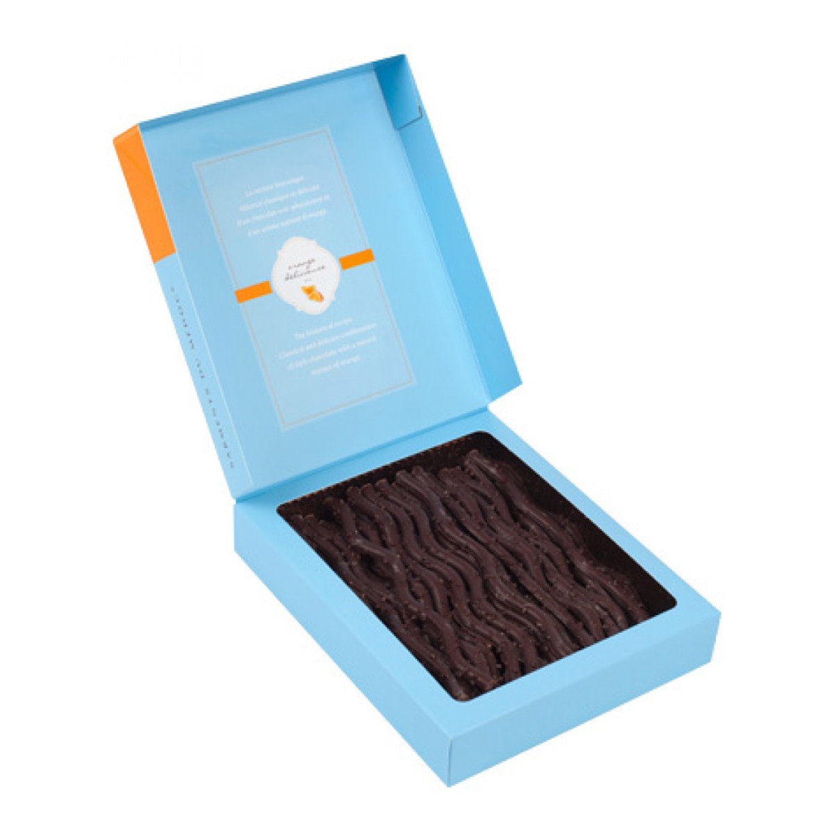 Sarmientos de Médoc de chocolate negro 52% naranja Madamoiselle de Margaux 2
