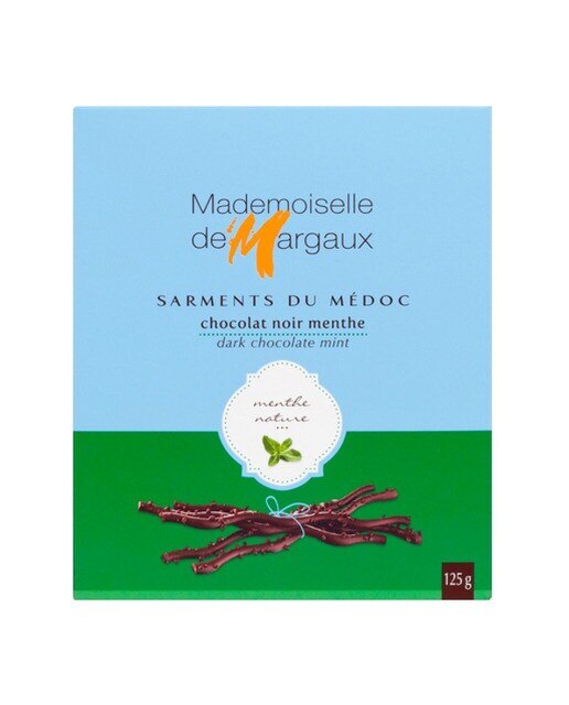Imagen 0 de Sarmientos de Médoc de chocolate negro 52% y menta Madamoiselle de Margaux