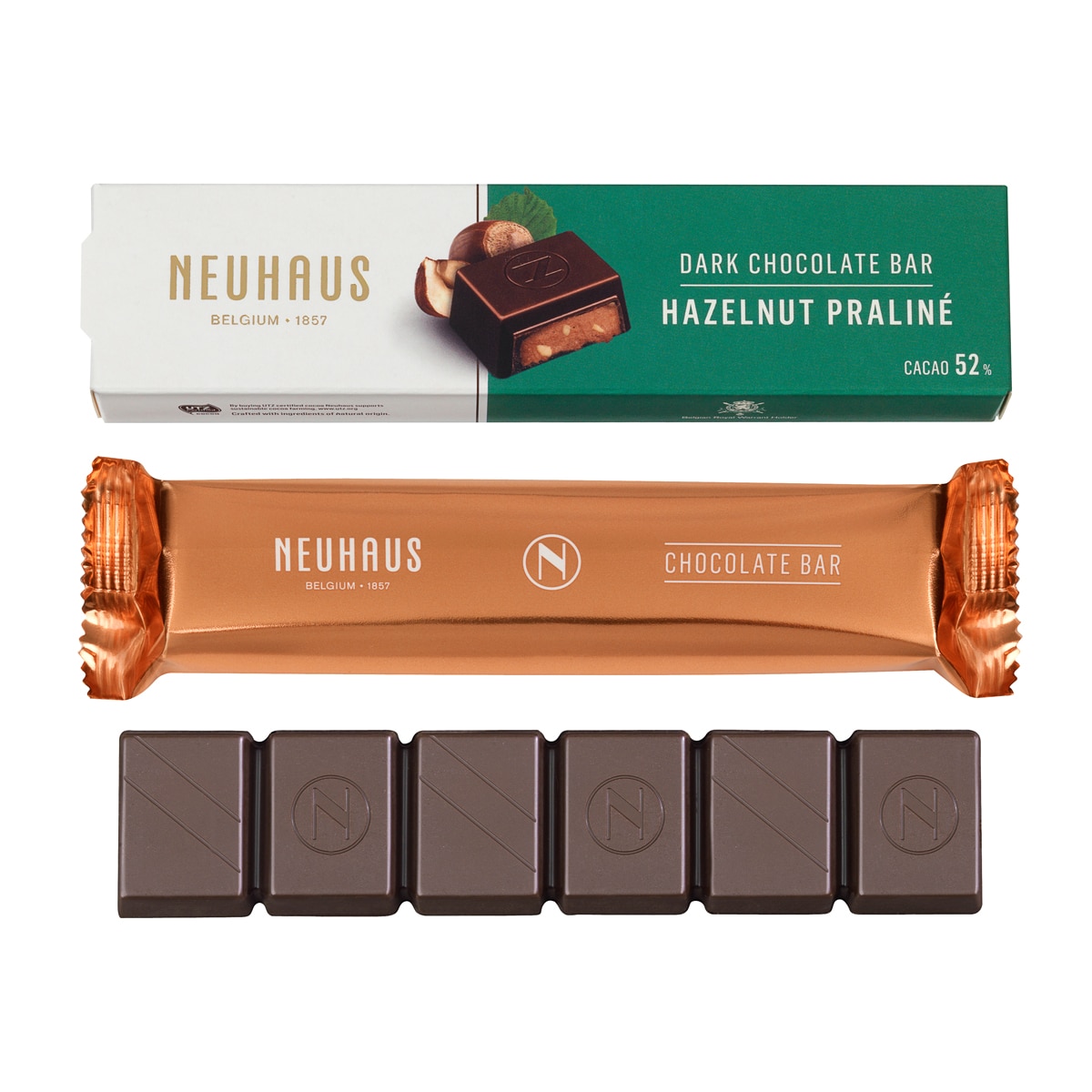 Chocolatina de chocolate negro y praliné de avellana Neuhaus 2