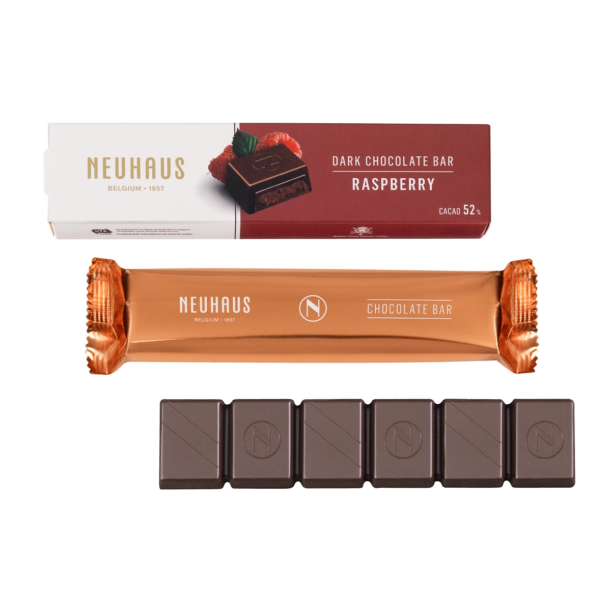 Chocolatina de chocolate negro 52% y frambuesa Neuhaus 2