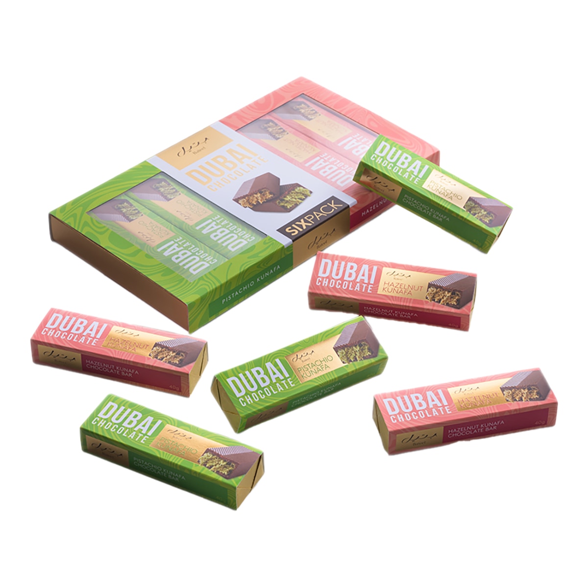Estuche 6 chocolatinas Dubái de chocolate con leche Bateel 2