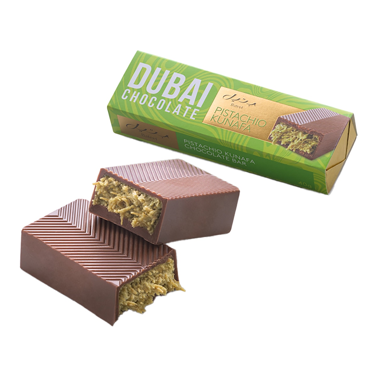 Chocolatina Dubái Kunafa de chocolate y pistacho Bateel 1