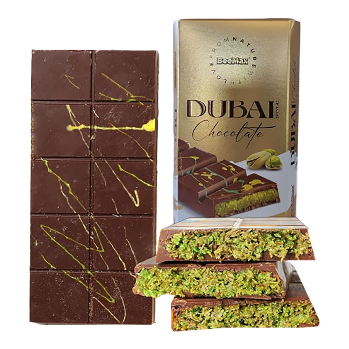 Tableta de chocolate y pistacho Dubái Style Beemax 4