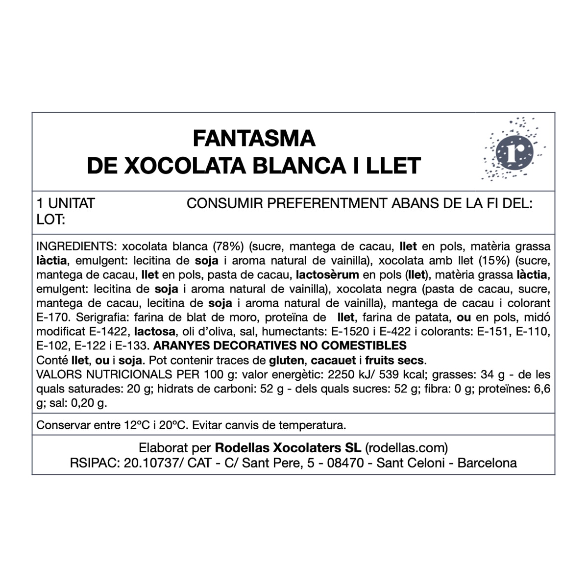 Imagen 3 de Figura de chocolate blanco fantasma Rodellas