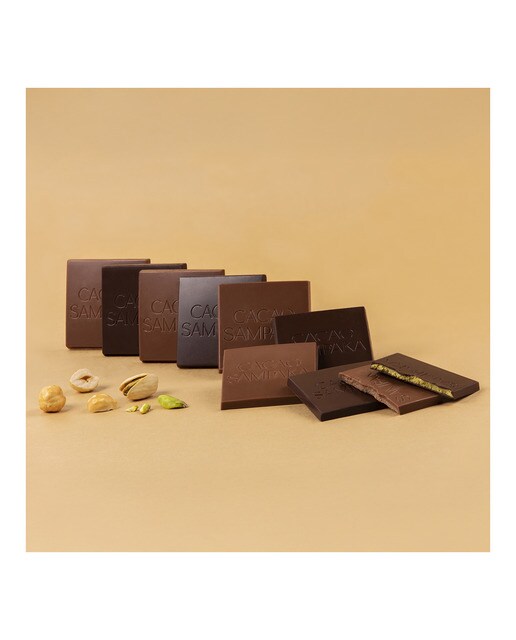Láminas de chocolate rellenas de frutos secos Cacao Sampaka 2