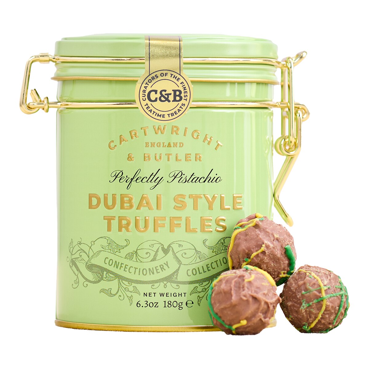 Trufas de chocolate con leche estilo Dubái de pistacho Cartwright & Butler 1