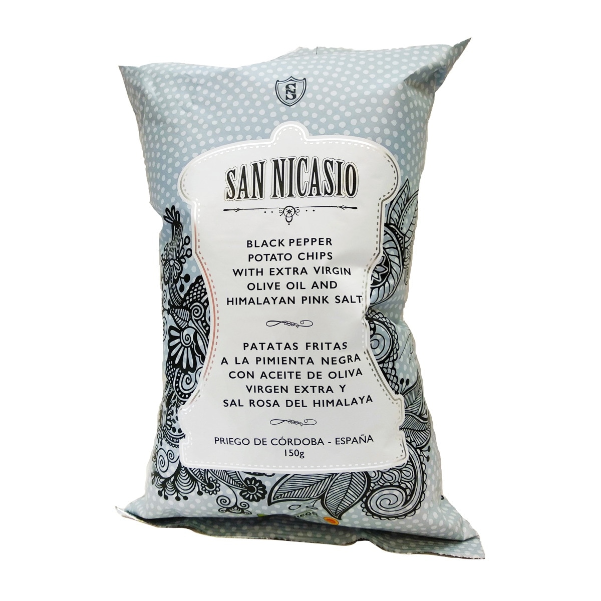 Imagen 0 de Patatas fritas a la pimienta negra con aceite de oliva Virgen Extra y sal rosa del Himalaya San Nicasio