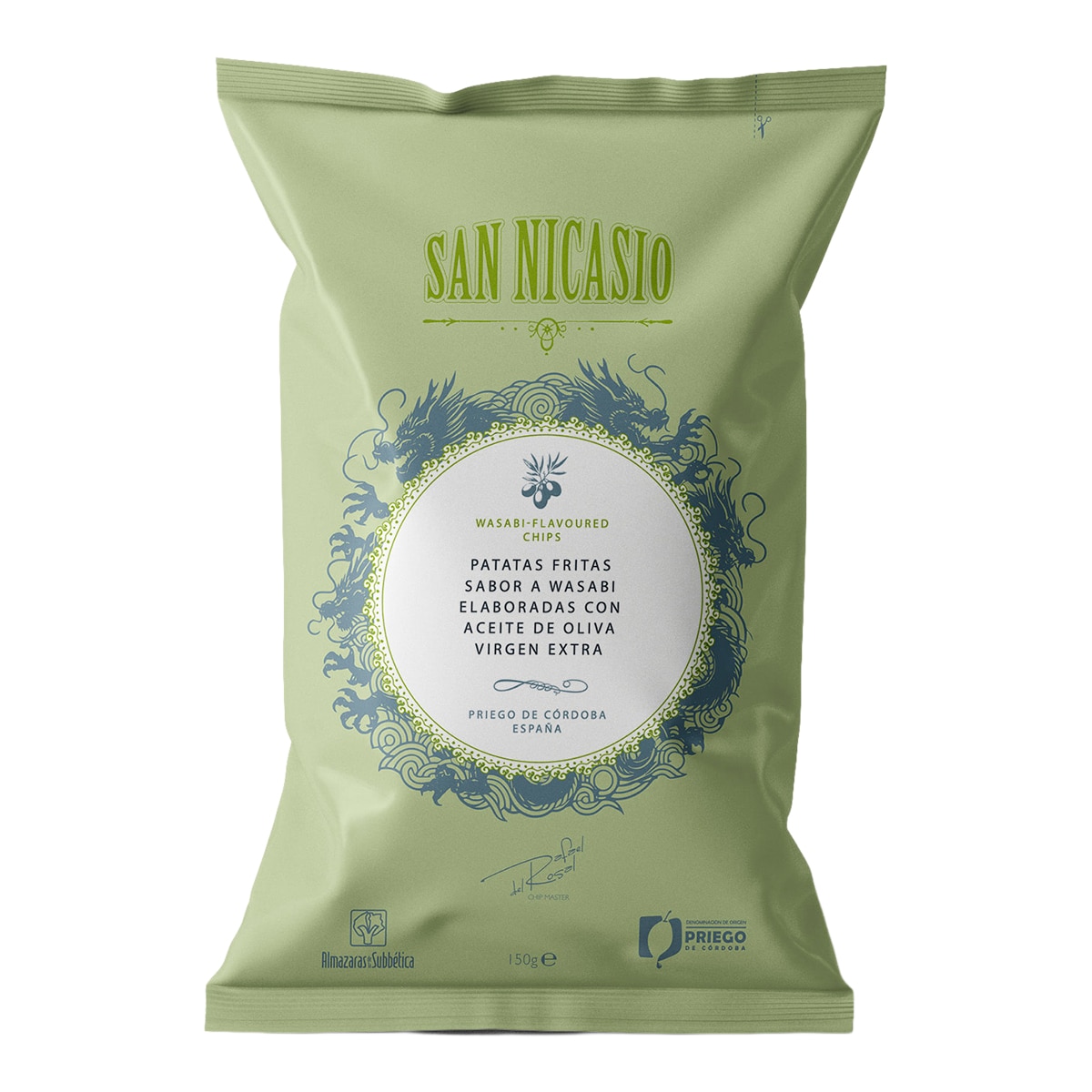 Imagen 1 de Patatas fritas con aceite de oliva virgen extra y sal del Himalaya sabor Wasabi San Nicasio