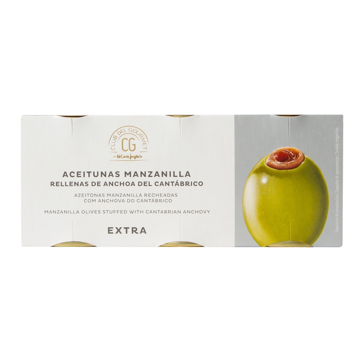Pack 3 latas aceitunas Manzanilla rellenas de anchoa del Cantábrico Club del Gourmet 1