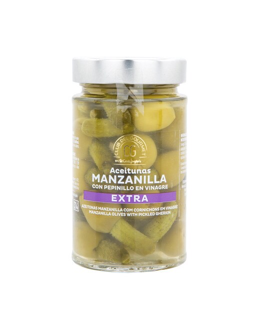 Imagen 0 de Aceitunas Manzanilla con pepinillos en vinagre extra Club del Gourmet