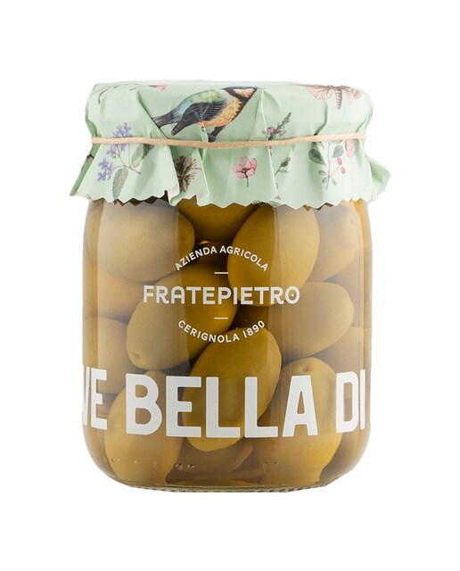 Aceitunas verdes en salmuera Bella di Cerignola Fratepietro 1