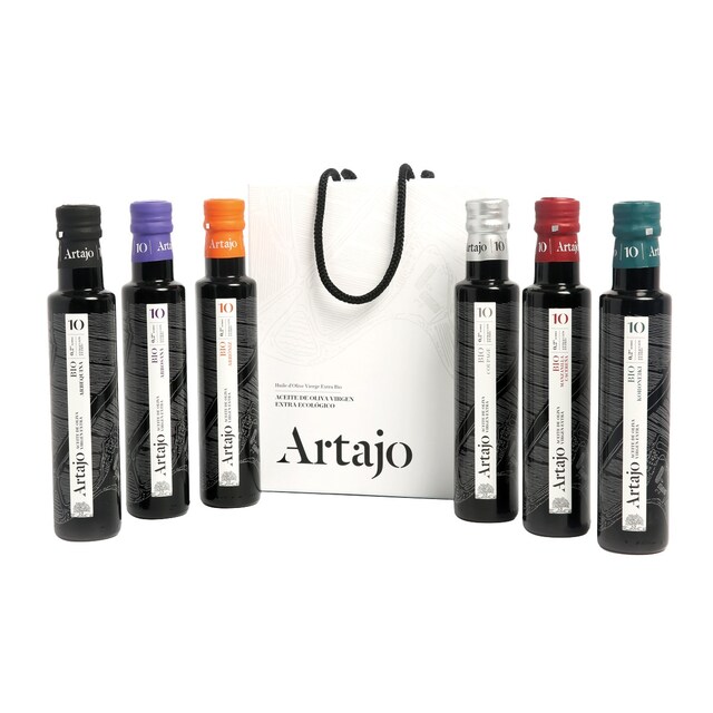 Estuche de Aceite de Oliva Virgen Extra ecológico monovarietales Artajo Navarra