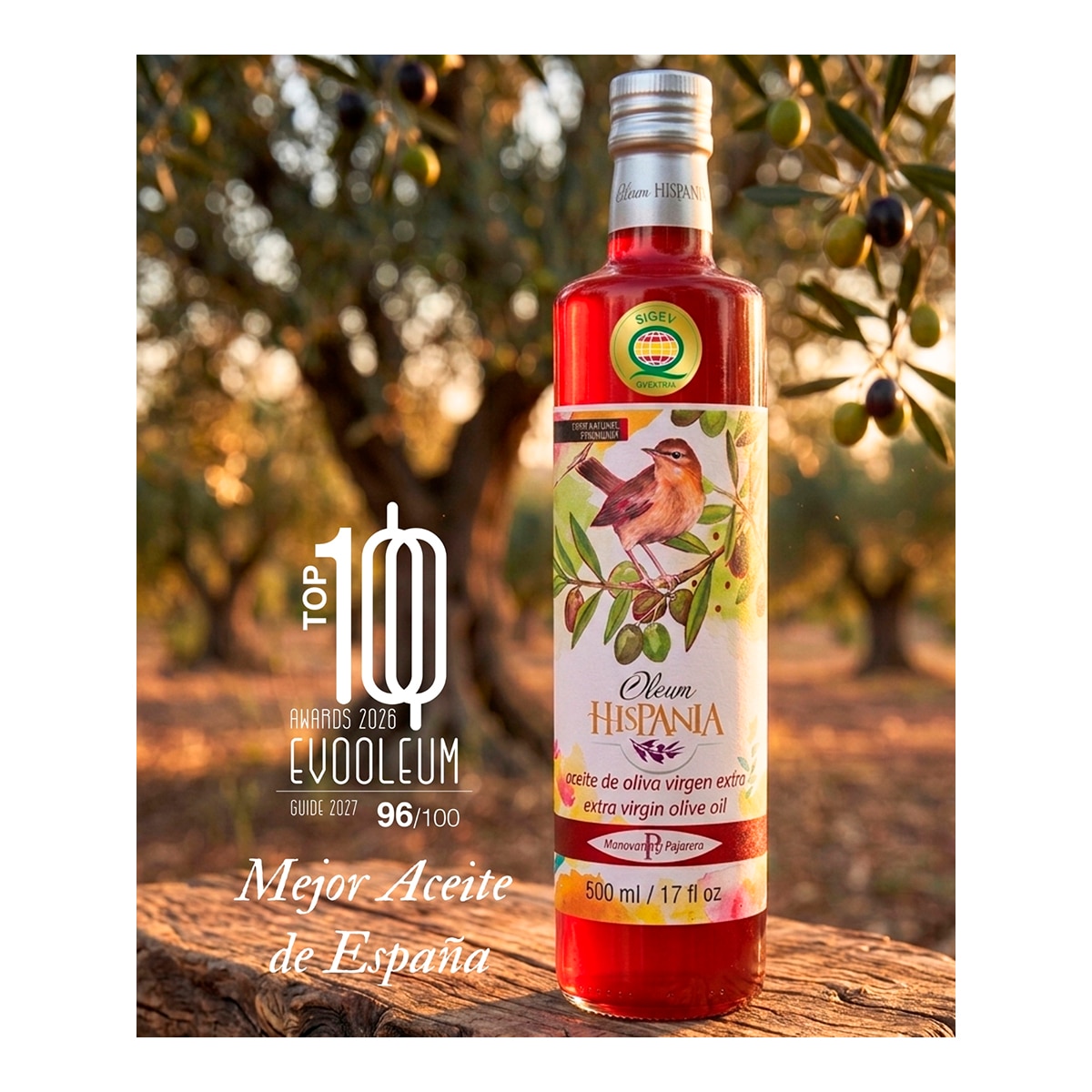 Aceite de oliva virgen extra Premium variedad pajarera Oleum Hispania 5
