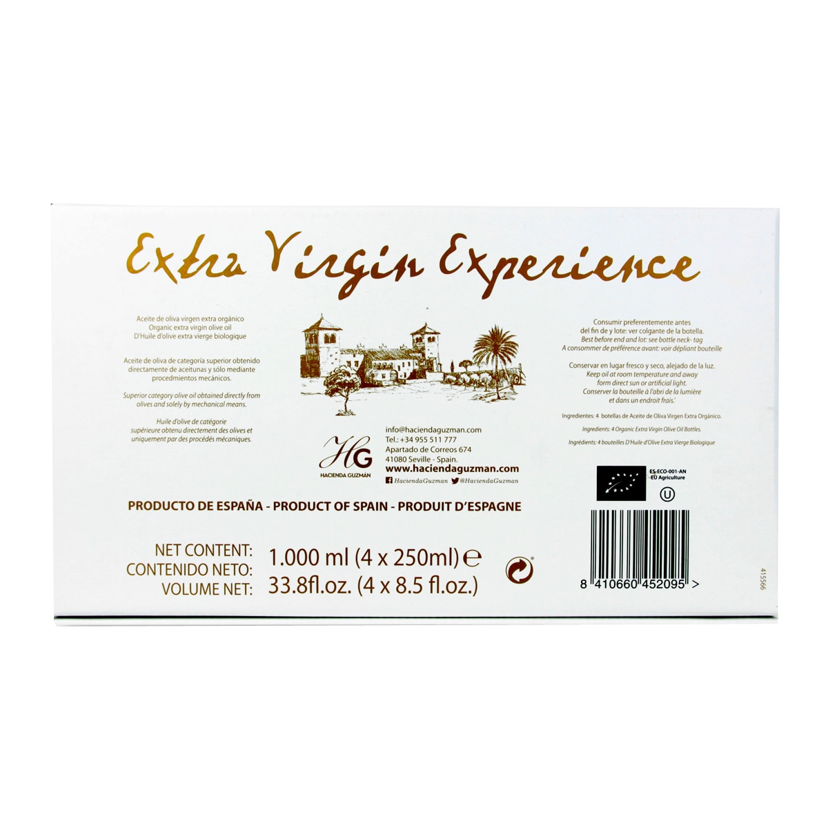 Imagen 3 de Estuche 4 variedades de aceite de oliva virgen orgánicos Hacienda Guzmán