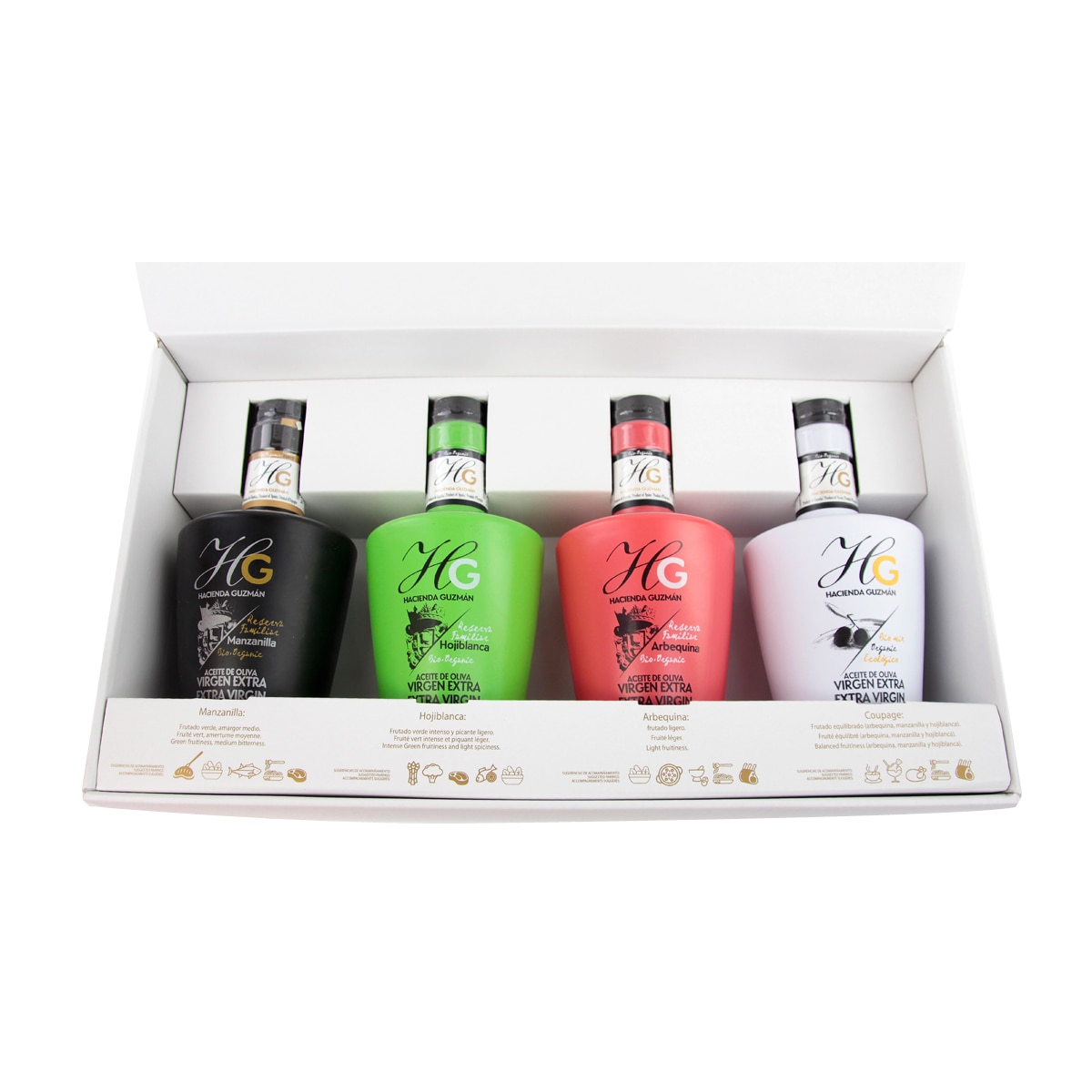 Imagen 6 de Estuche 4 variedades de aceite de oliva virgen orgánicos Hacienda Guzmán