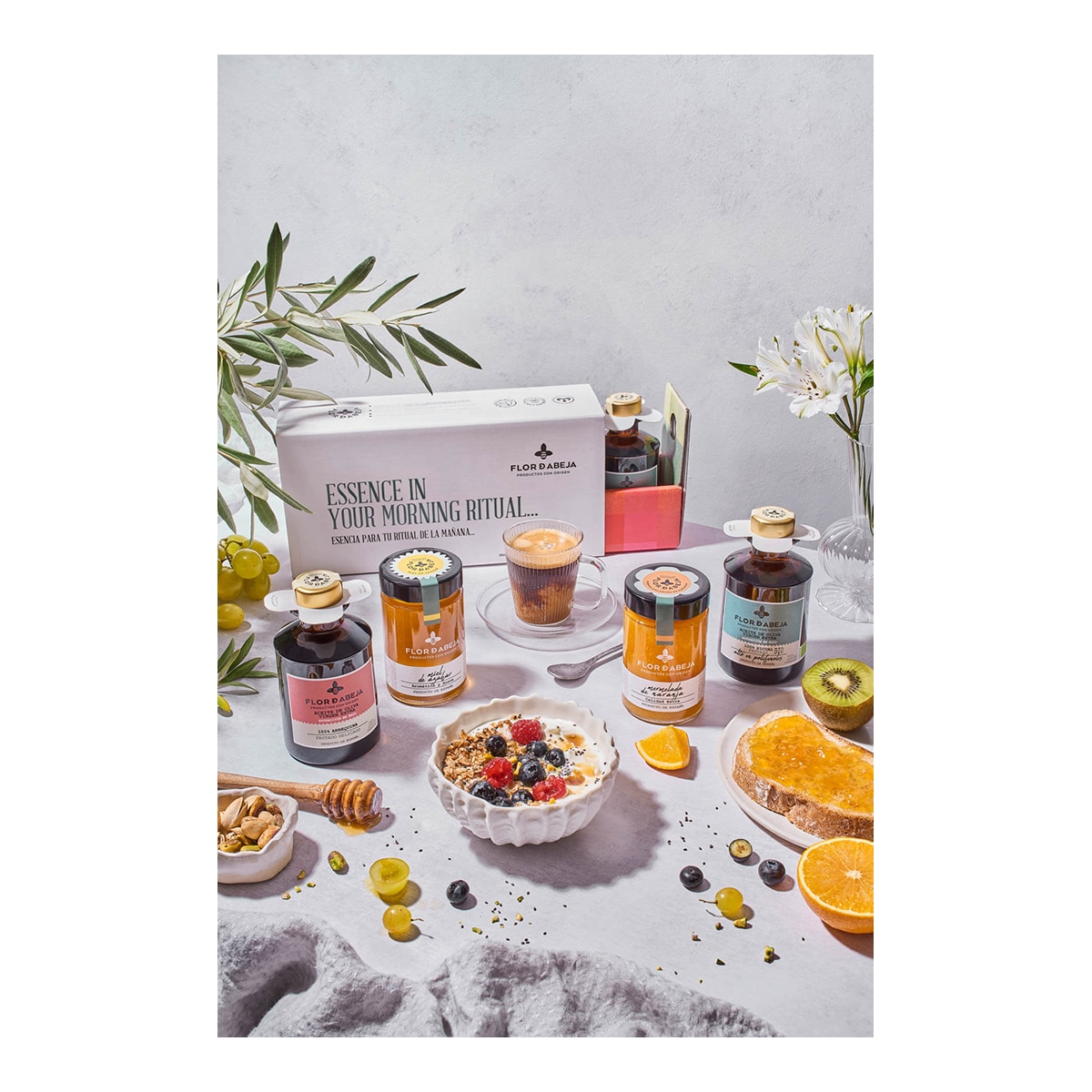 Estuche Morning Ritual, aceite de oliva virgen extra, mermelada y miel Nobleza del Sur 5