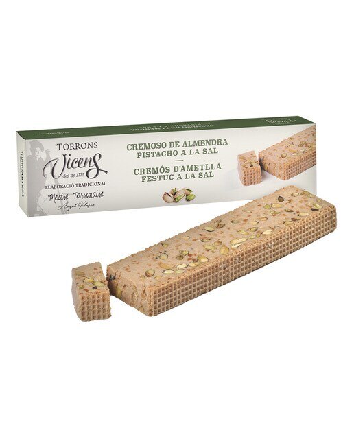 Imagen 0 de Turrón cremoso almendra, pistacho y sal Vicens