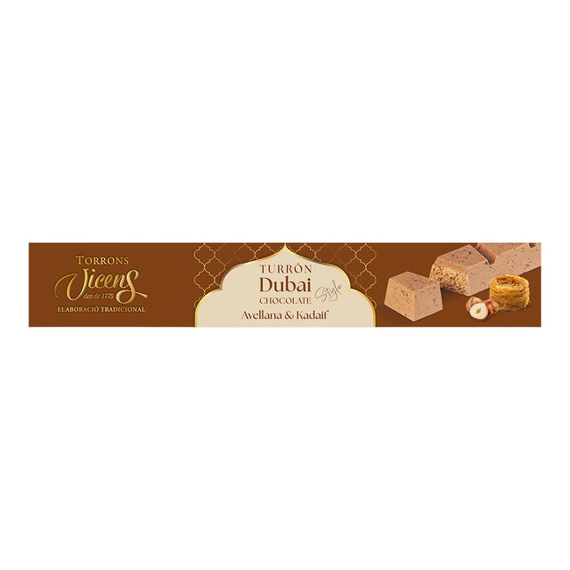 Turrón de chocolate Dubái y avellana Vicens