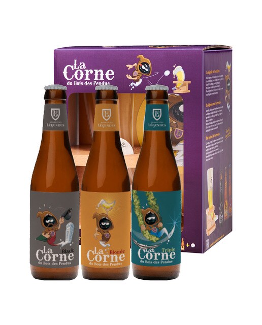 Imagen 0 de Estuche 3 cervezas belgas con vaso La Corne