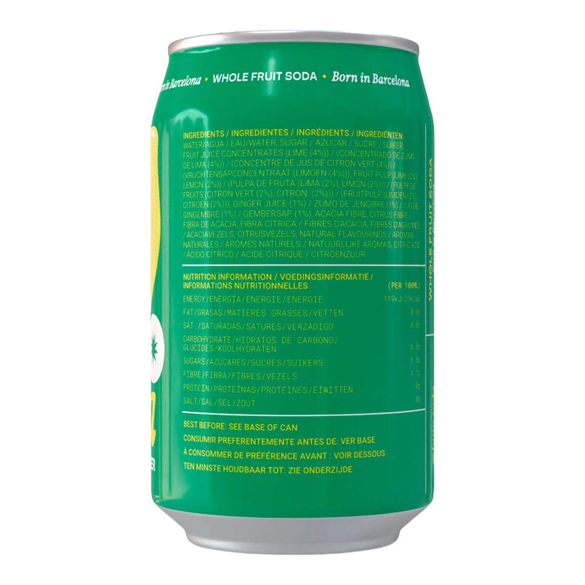 Refresco natural a base de frutas, lima, limón y jengibre Luno Soda 2
