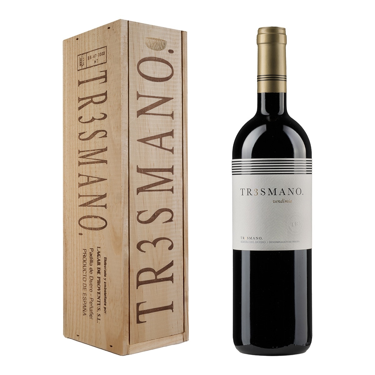 Estuche vino tinto Tr3smano Vendimia tempranillo 2021 Ribera del Duero 1