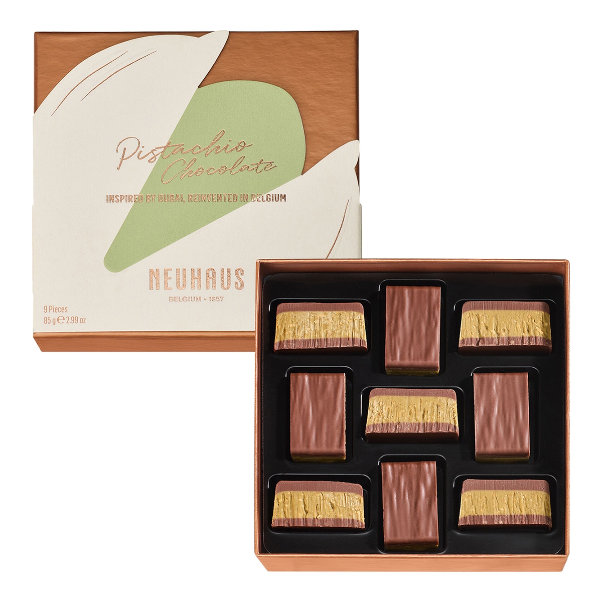 Imagen 0 de Bombones Discovery pistacho estilo Dubái Neuhaus 9 piezas