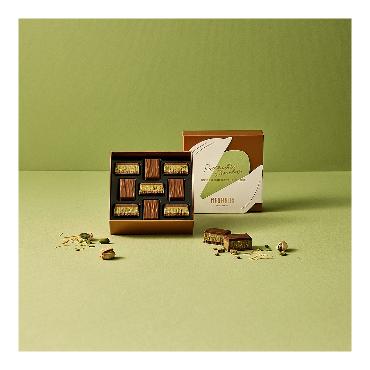 Bombones Discovery pistacho estilo Dubái Neuhaus 9 piezas 4