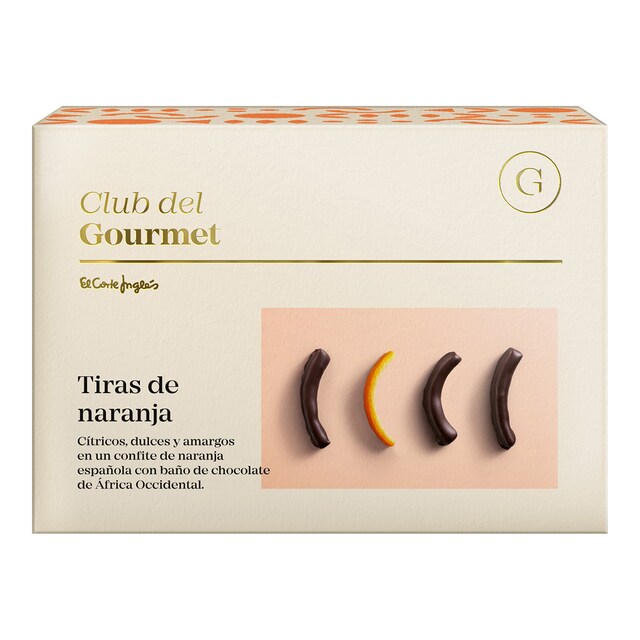 Tiras de naranja bañadas en chocolate 70% sin gluten Club del Gourmet