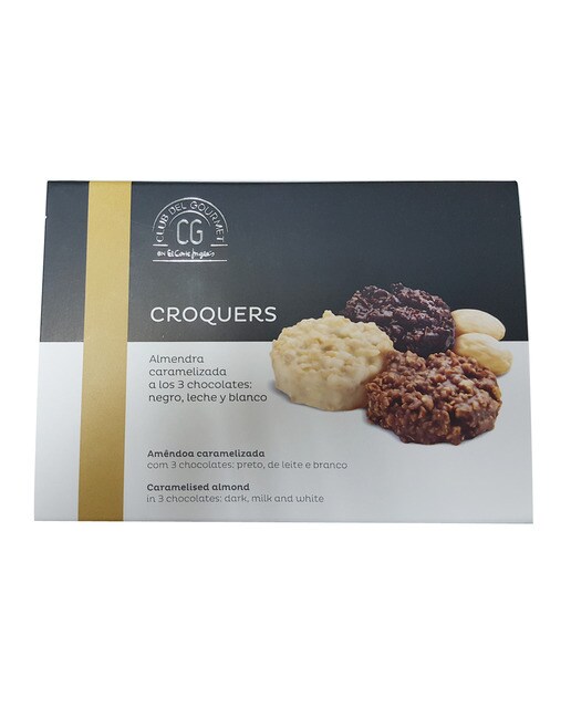 Imagen 0 de Croquers de almendra caramelizada al chocolate puro, blanco y con leche sin gluten Club del Gourmet