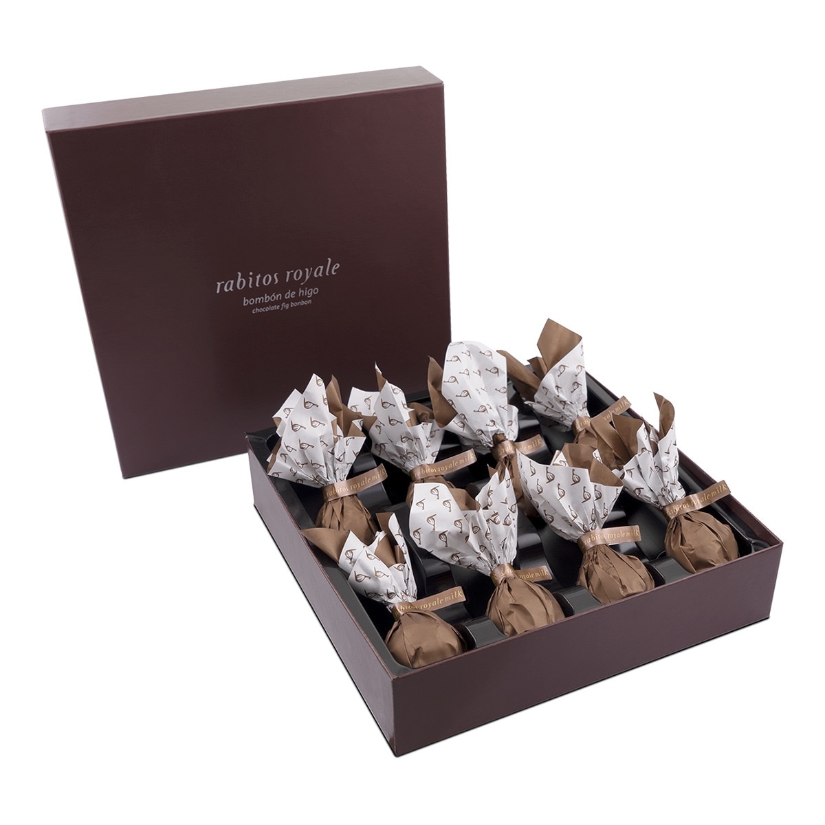 Bombón de chocolate con leche e higo seco 8 piezas Rabitos Royale La Higuera 2