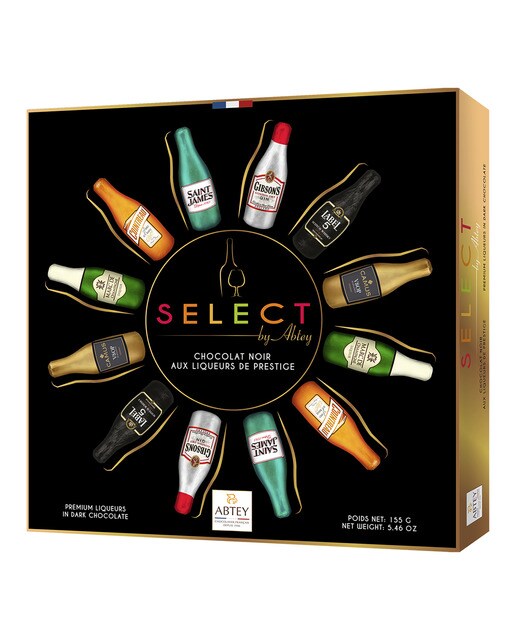 Imagen 1 de Botellitas de chocolate negro rellenas de licores premium Select by Abtey