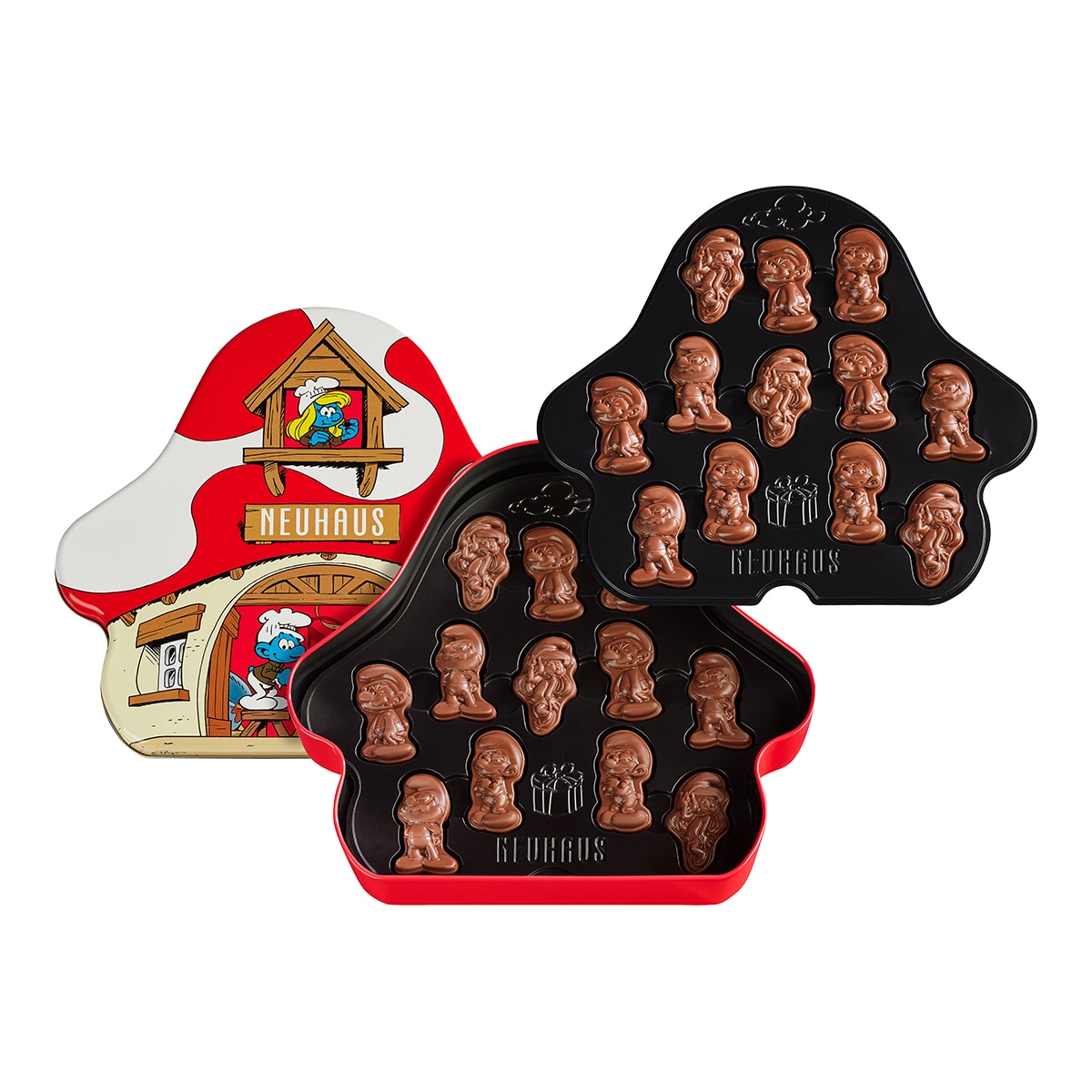 Bombones de chocolate con leche, crujiente de praliné con peta zeta casita de los Pitufos Neuhaus 24 piezas 2