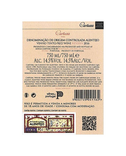 Imagen 2 de Vino tinto Cartuxa 2017 Alentejo