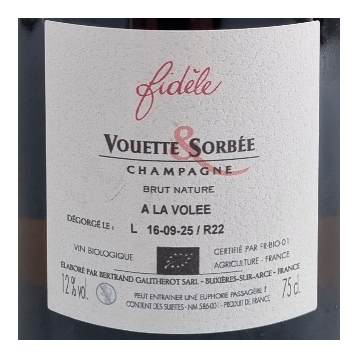 Imagen 3 de Champagne Brut Nature Vouette Et Sorbee Fidele