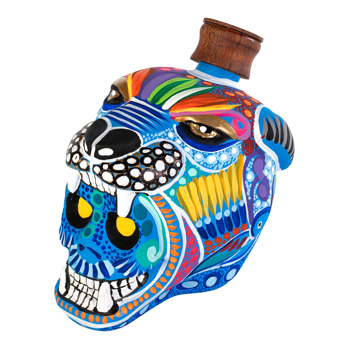 Imagen 0 de Mezcal reposado cabeza guerrero jaguar Catrina Kankenami