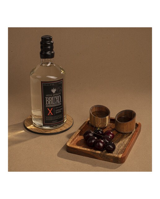 Mezcal artesanal joven espadín-barril Bruxo X 2