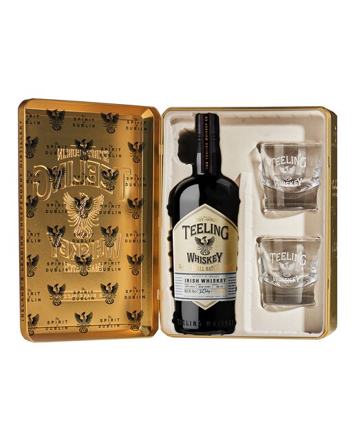 Estuche Whiskey irlandes Teeling Small Batch con dos vasos 1