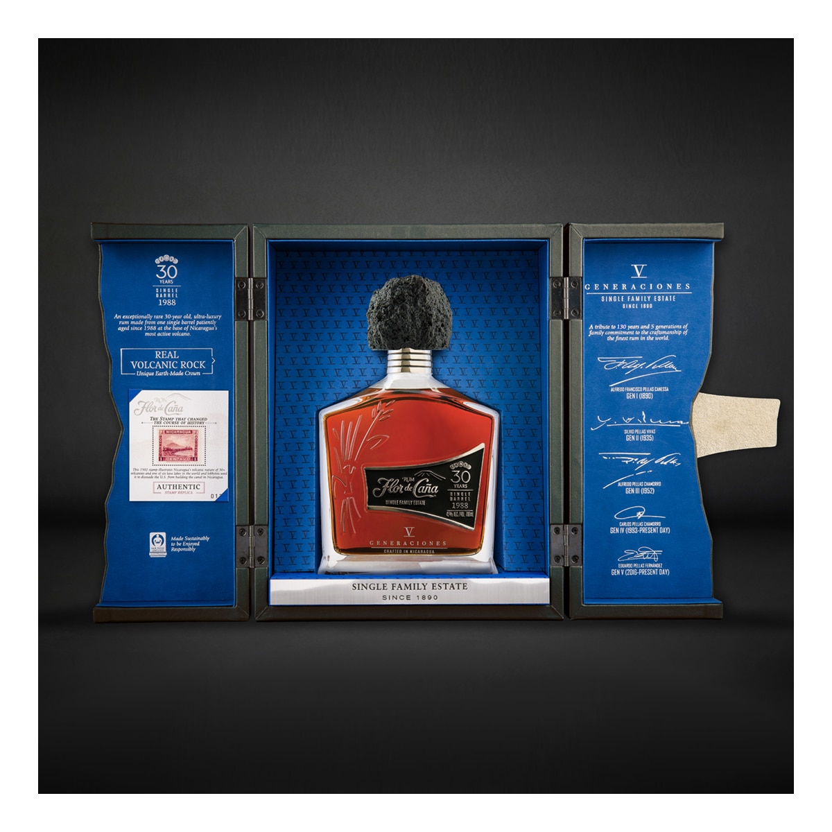 Estuche Ron Flor de Caña 30 años V Generaciones 4