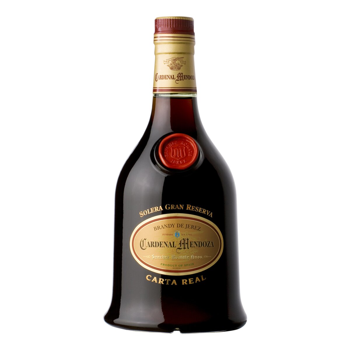 Estuche brandy solera Gran Reserva Cardenal Mendoza Carta Real Jerez 2