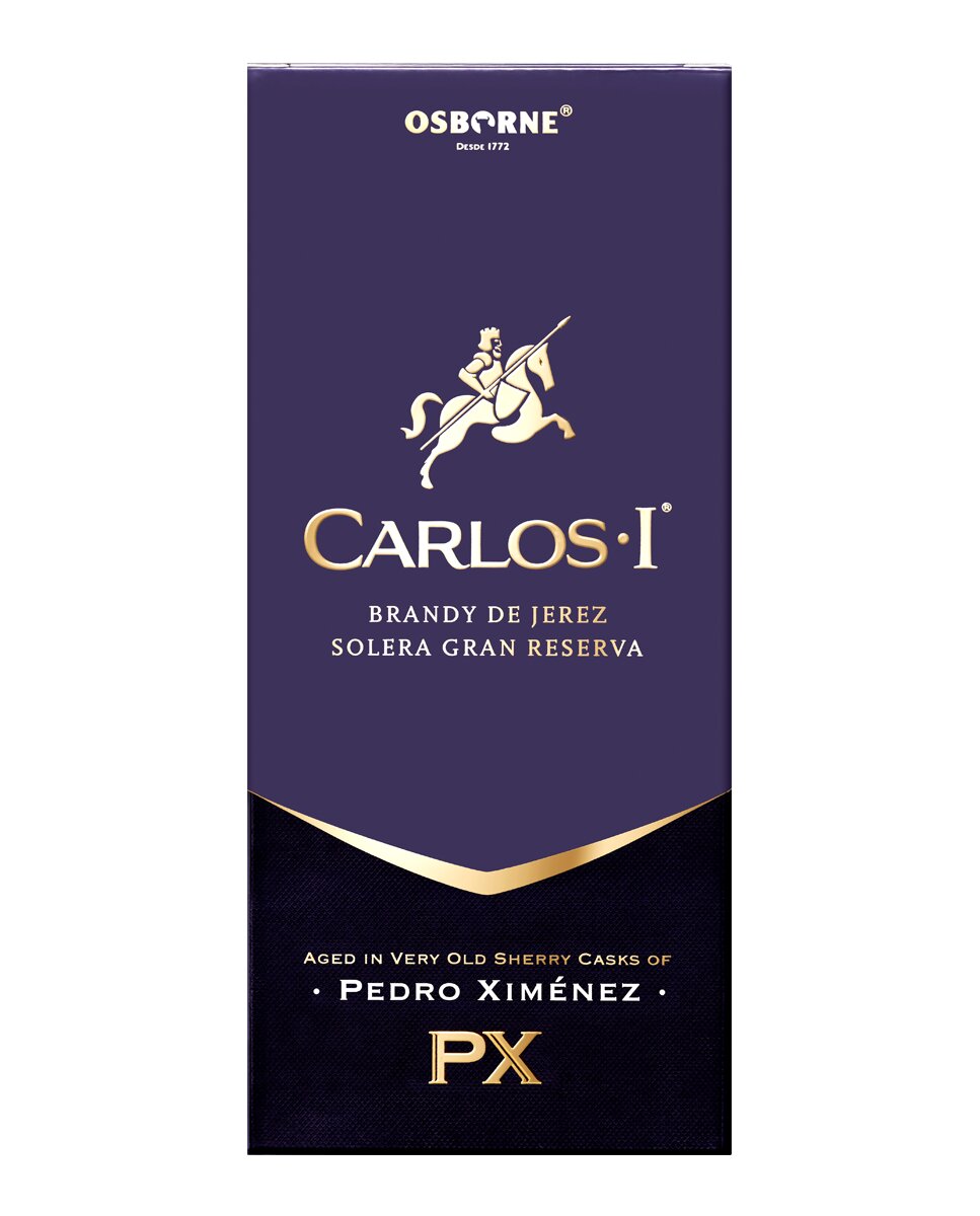 Estuche brandy de Jerez Solera Gran Reserva Carlos I PX 3