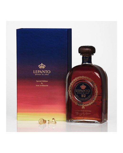 Estuche brandy Lepanto Solera Gran Reserva 12 años con gemelos de plata by Juan Avellaneda 1