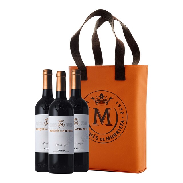 Bolsa de piel con vinos tintos Marqués de Murrieta 2017 Rioja