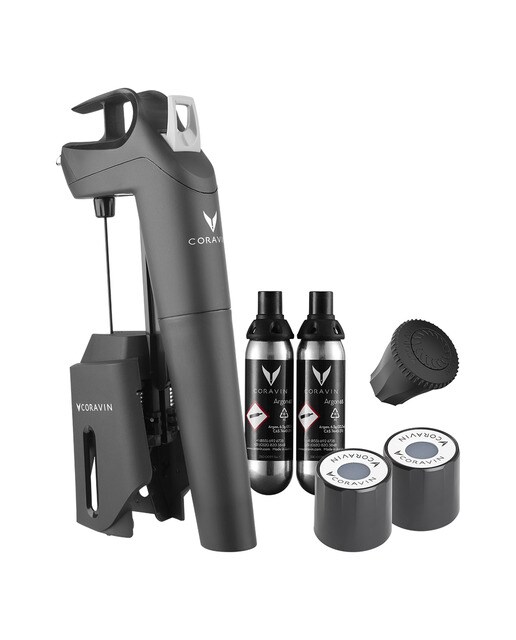 Sistema conservador de vinos con cápsula de gas Three + Coravín - Negro Negro-1
