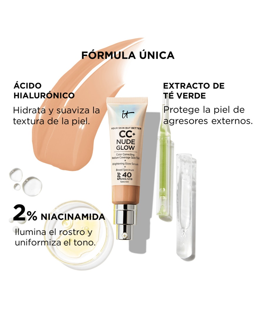 Base de Maquillaje CC+ Nude Glow Base de Maquillaje con SPF 40+ It Cosmetics - MED TAN MED TAN-3