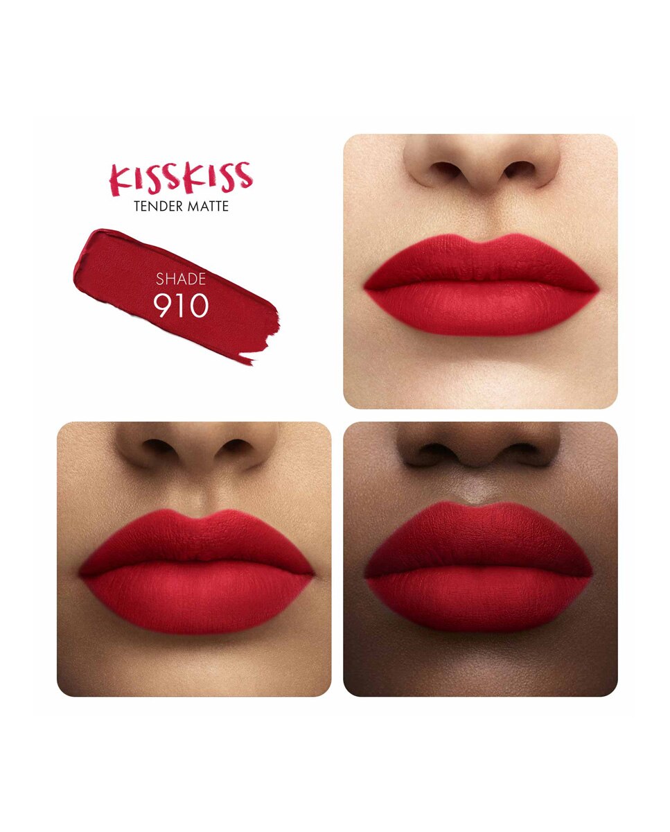 Barra de labios KissKiss Tender Matte Guerlain - 910 Wanted Red 2,8 g 910 Wanted Red-2