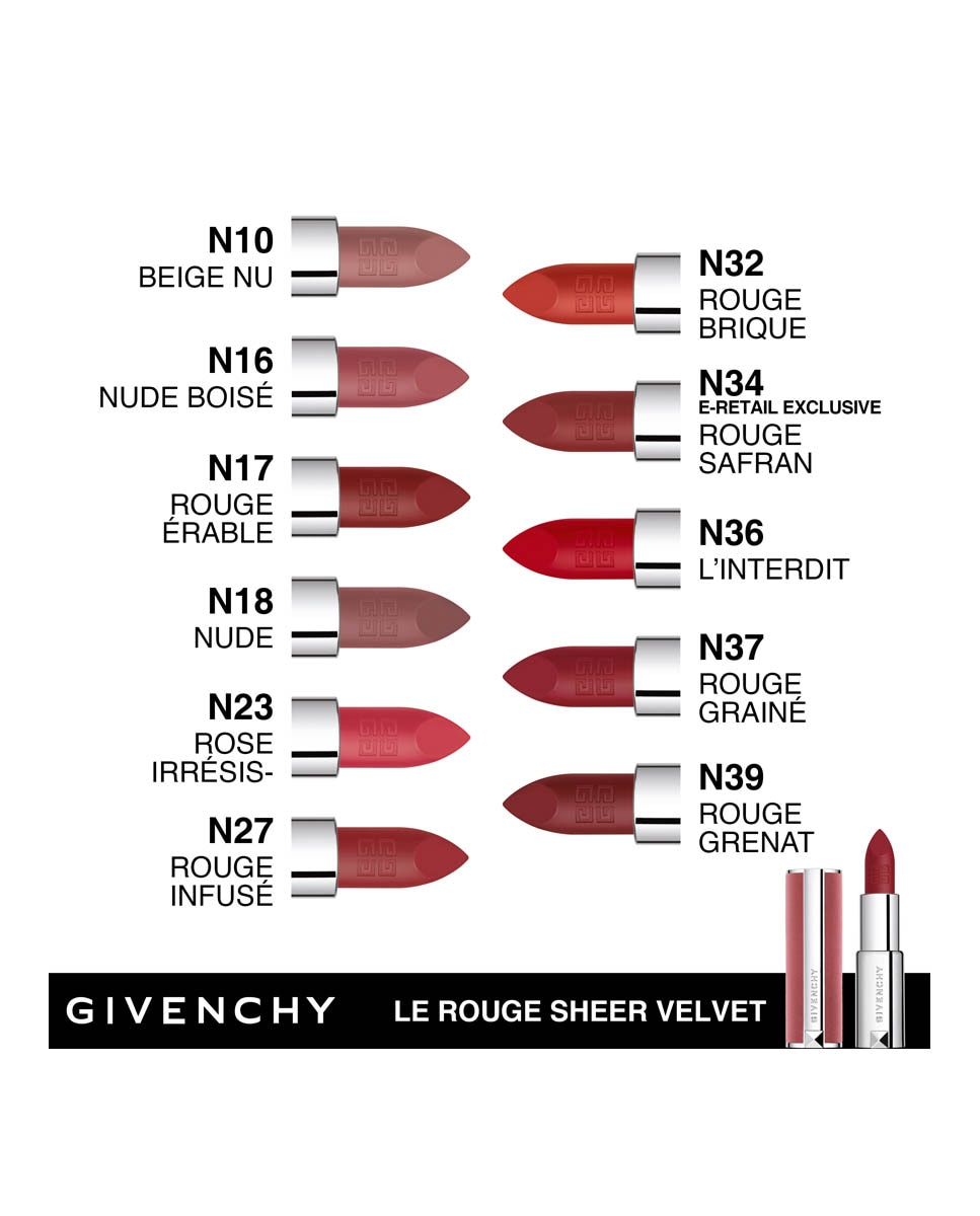 Barra de Labios Le Rouge Sheer Velvet Givenchy - 10 Beige Nu 3,4 g 10 Beige Nu-7