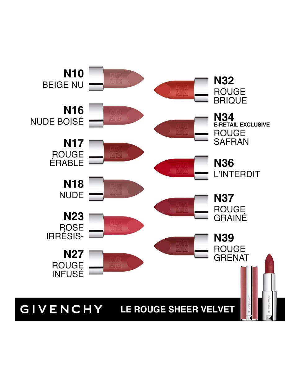 Barra de Labios Le Rouge Sheer Velvet Givenchy - 16 Mude Boisé 3,4 g 16 Mude Boisé-7