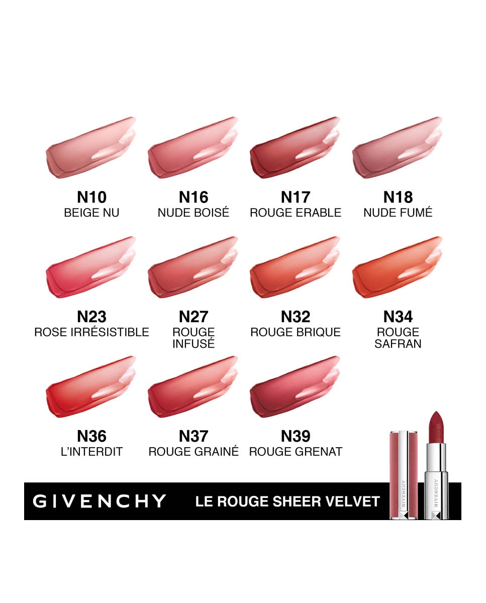 Barra de Labios Le Rouge Sheer Velvet Givenchy - 27 Rouge Infusé 3,4 g 27 Rouge Infusé-4