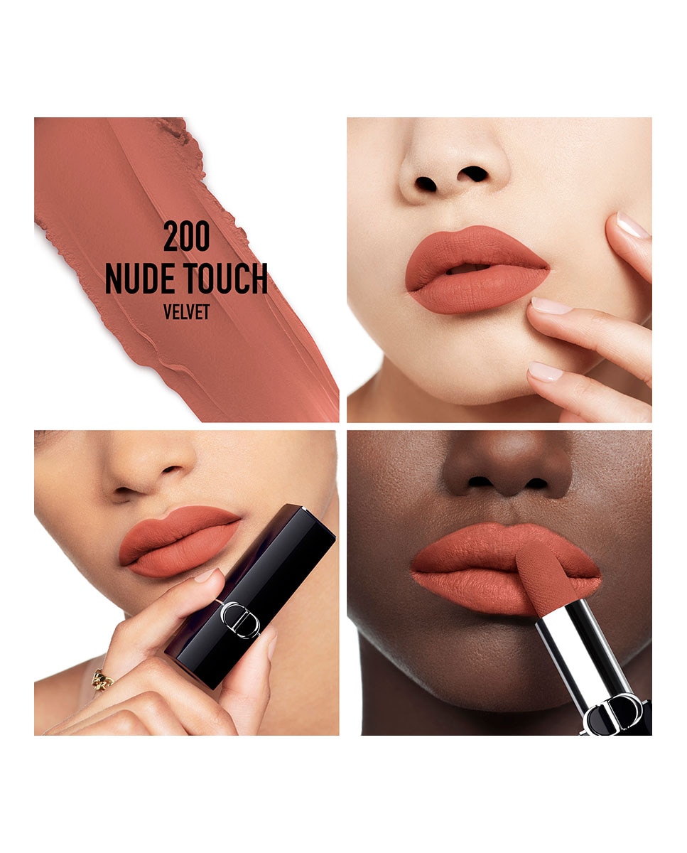 Rouge Dior La Recarga Recarga de barra de labios - 2 acabados: aterciopelado y satinado - 200 Nude Touch acabado aterciopelado 200 Nude Touch acabado aterciopelado-2